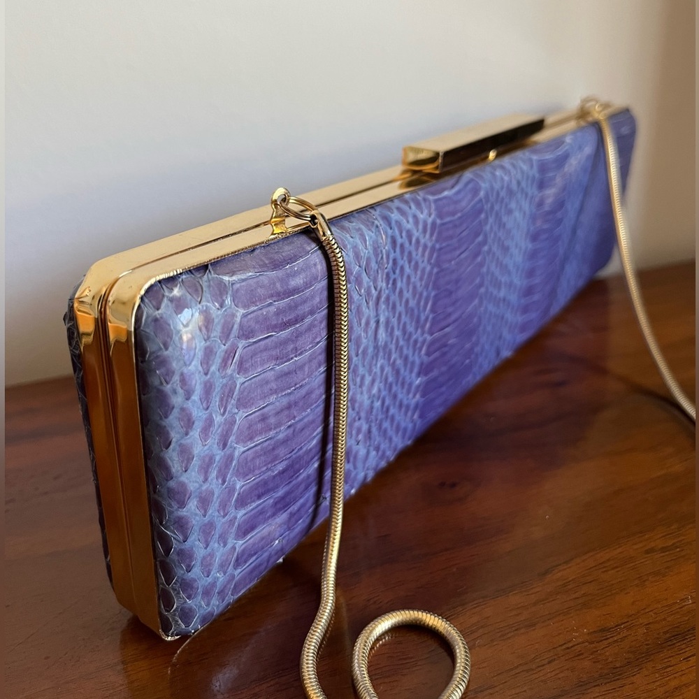 Baglkey Mischka Clutch Purse, blue and gold Evening Bag